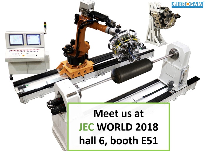 Mikrosam will present its latest AFP/ATL robotic solutions for manufacturing composites at JEC World 2018. © Mikrosam 
